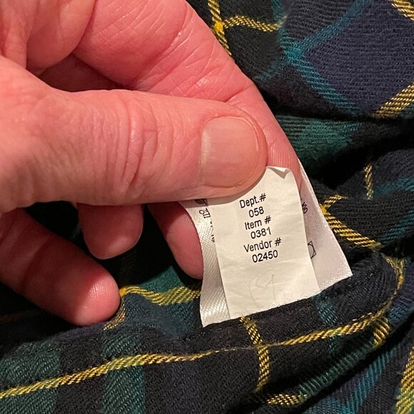 Eddie Bauer Plaid Flannel Button Down Shirt Green Blue Size S - Picture 6 of 9